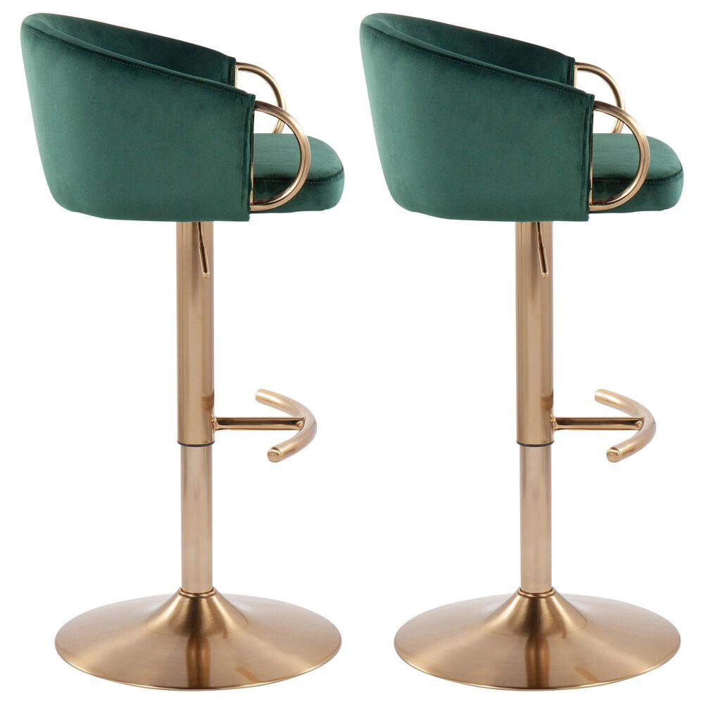 Lumisource Claire Swivel Barstool with Green Cushion in Gold &#40;Set of 2&#41;, , large