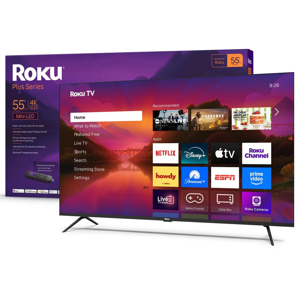 Roku 55" Class Plus Series QLED Mini-LED in Black - Smart TV, , large