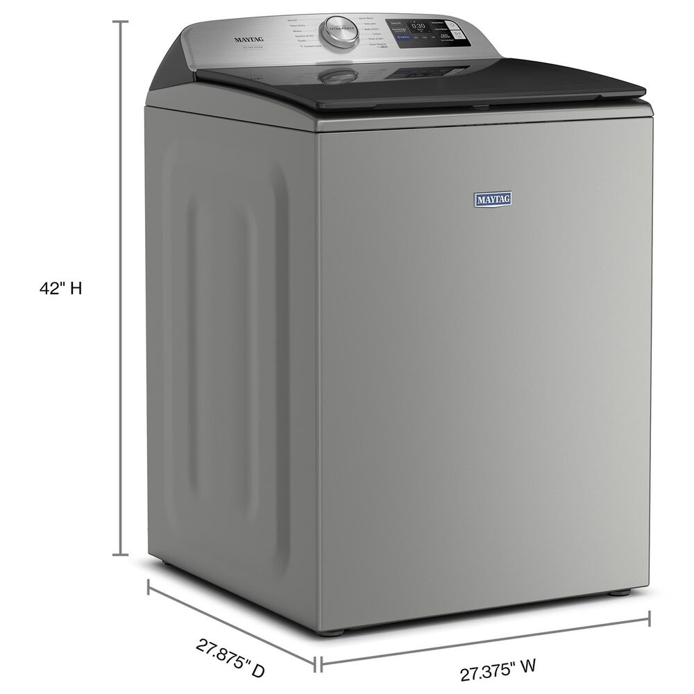 Maytag 5.2 Cu. Ft. Smart Pet Pro Top Load Washer and 7.4 Cu. Ft. Smart Top Load Electric Dryer with Pet Pro Option in Classic Silver, , large