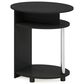 HOMLUX Oval End Table with Bookshelf in Americano and Chrome, , large