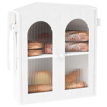 HOMLUX Large Slat Arch-Door Bread Box in White, , large