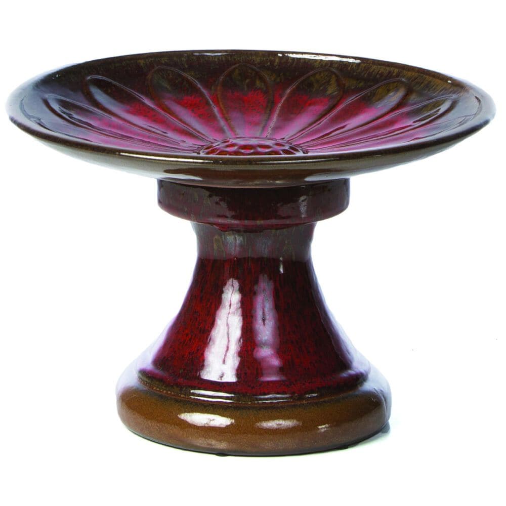 Alfresco Home Daisy Patio Bird Bath in Red, , large