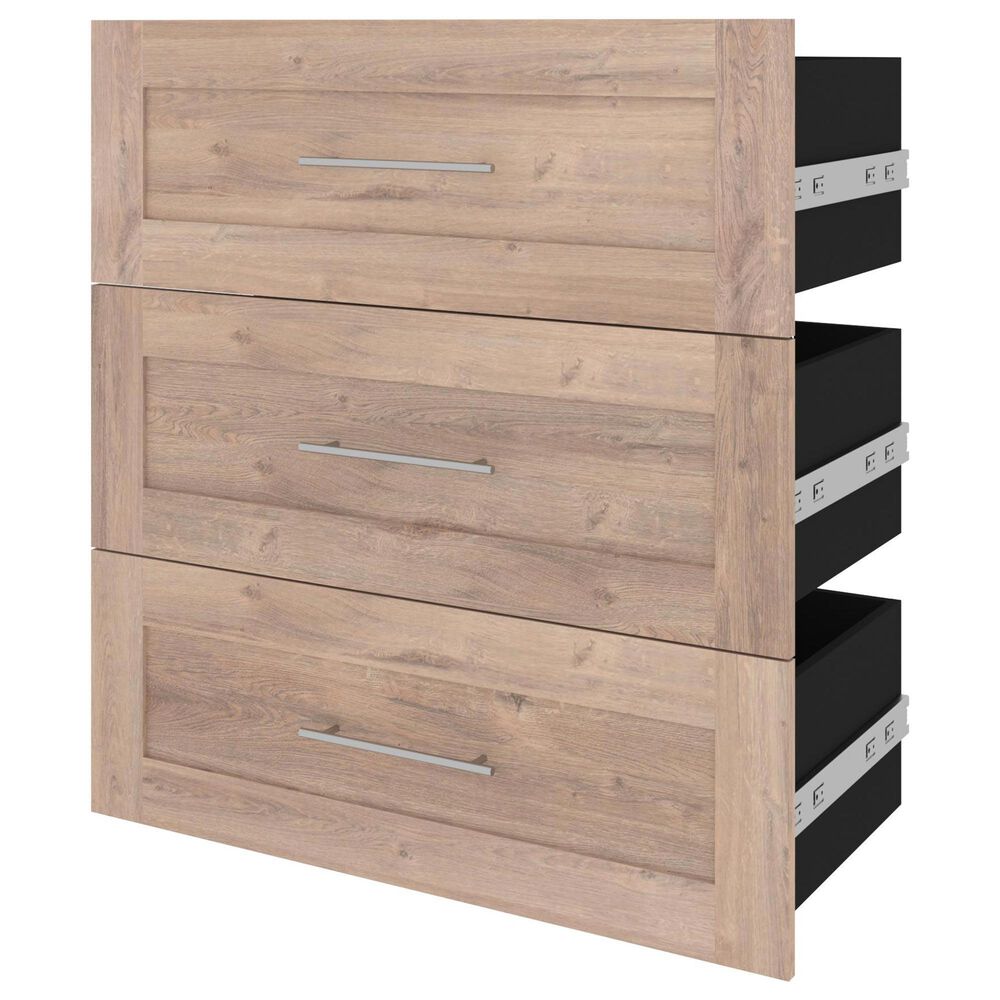 Bestar Pur Closet Organizer with 3-Drawer in Rustic Brown, , large