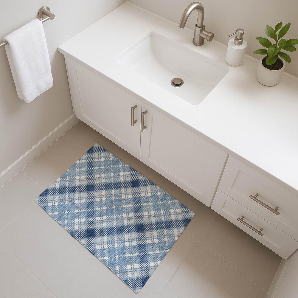 Dalyn Rug Company Soft Essentials Plaid Denim 2'6" x 3'10" Indoor/Outdoor Area Rug, , large