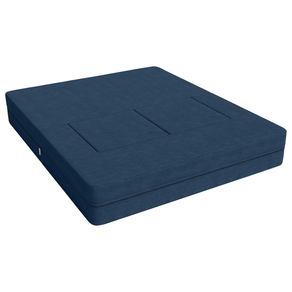 Jaxx Zipline 3-Piece Stationary Convertible Sleeper Loveseat in Indigo Velvet, , large
