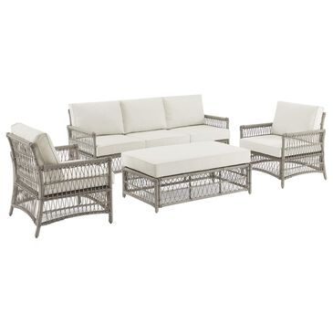 Crosley Furniture Thatcher 4-Piece Patio Sofa Set with Arm Chair in Creme, , large