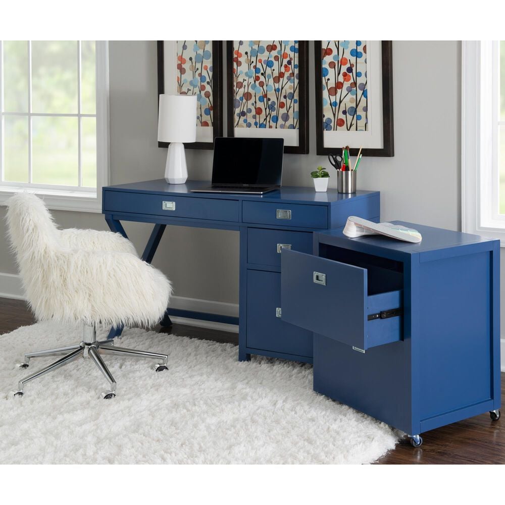 Linon Home Decor Peggy Side Storage Desk in Navy, , large