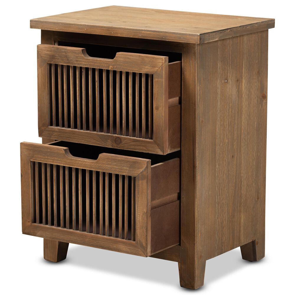 Baxton Studio Clement 2-Drawer End Table in Medium Oak, , large