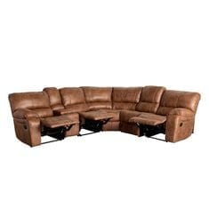 Oxford Furniture 6-Piece Manual Reclining Curved Sectional in Brown