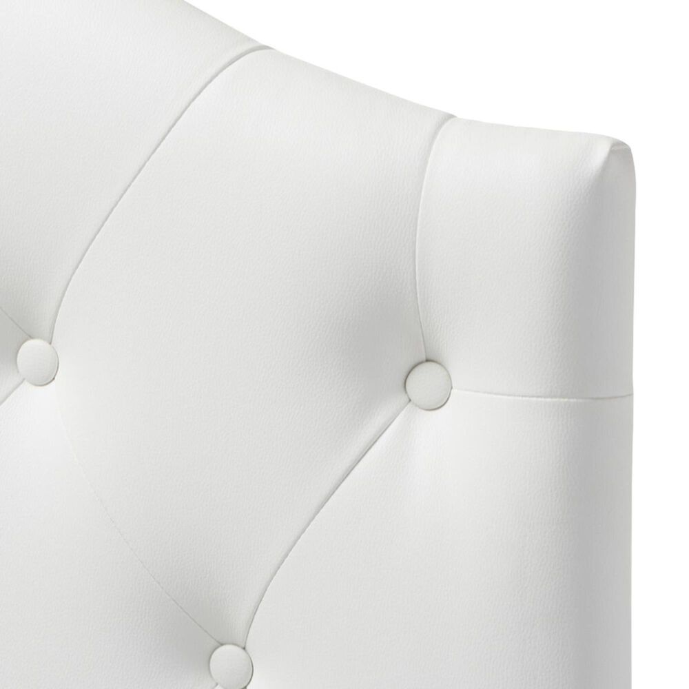 Baxton Studio Twin Upholstered Button Tufted Headboard in White, , large