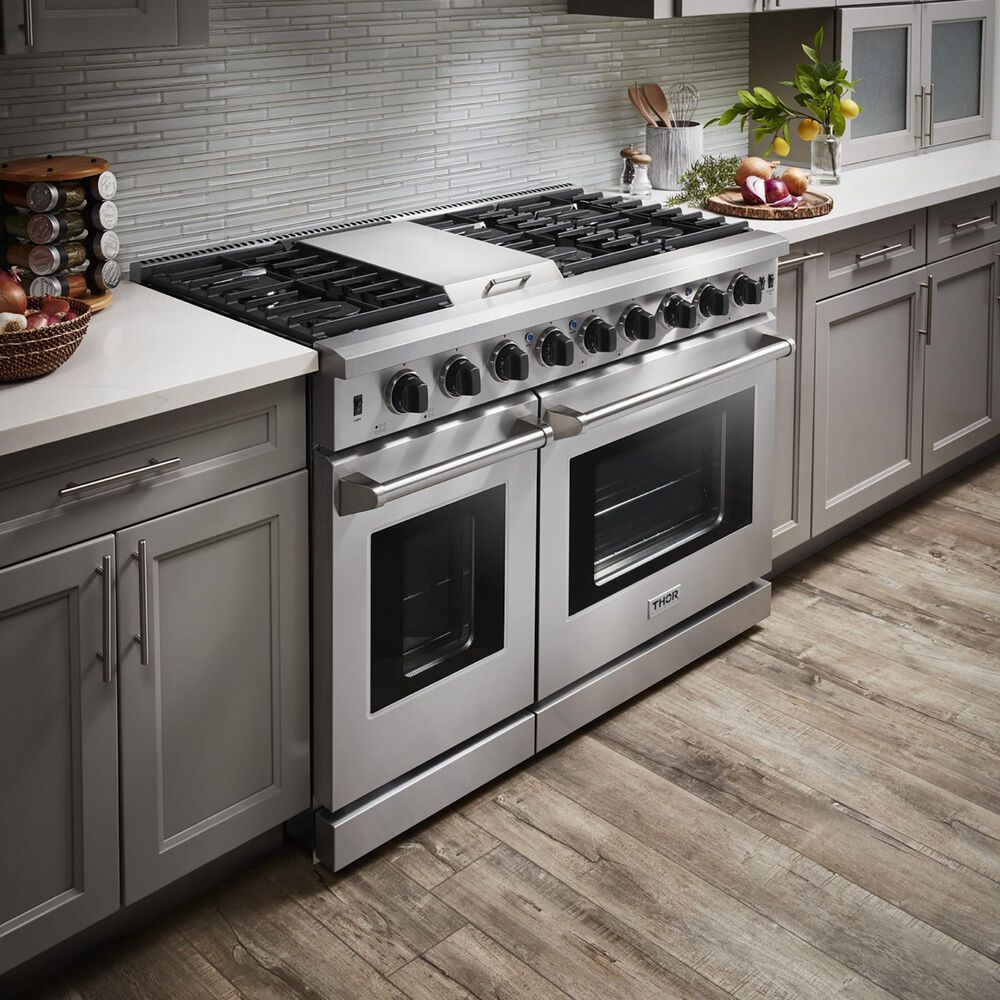 Thor Kitchen 48&quot; Freestanding Professional Gas Range with Storage Drawer in Stainless Steel, , large
