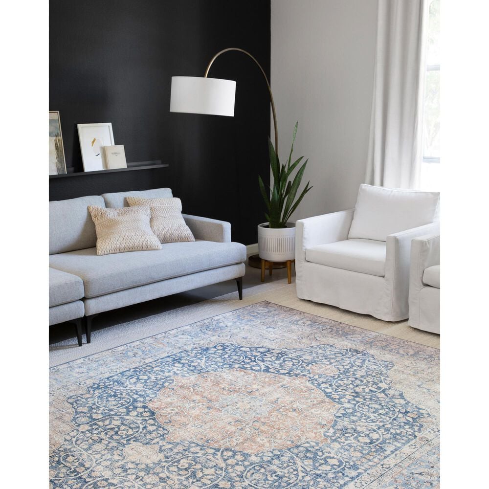 Loloi II Layla LAY-07 3&#39;6&quot; x 5&#39;6&quot; Blue and Tangerine Area Rug, , large