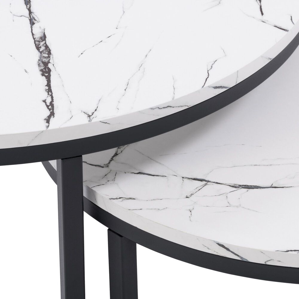 CorLiving Fort Worth Nesting Coffee Tables in White and Black &#40;Set of 2&#41;, , large