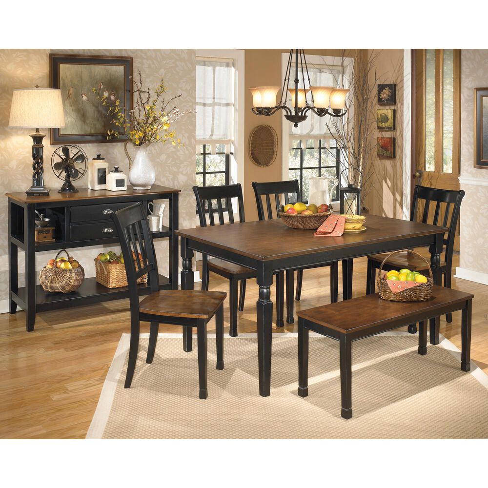 Ashley Owingsville 6-Piece Dining Set in Black and Brown, , large
