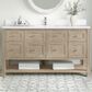 James Martin Vanities Breckenridge 60" Single Bathroom Vanity in Whitewashed Oak with Single Hole 3 cm White Zeus Quartz Top and Rectangular Sink, , large