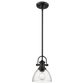 Golden Lighting Hines 1-Light Mini Pendant with Seeded Glass Shade in Matte Black, , large