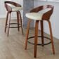 LumiSource Grotto 26" Swivel Counter Stool with Cream Faux Leather Upholstery in Walnut and Black (Set of 2), , large