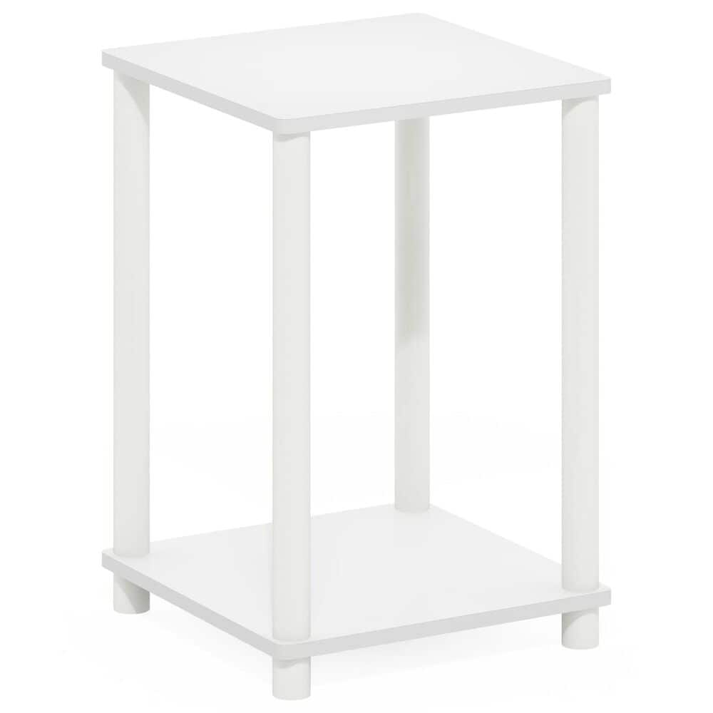 HOMLUX 2-Tier Turn-N-Tube End Table in White, , large