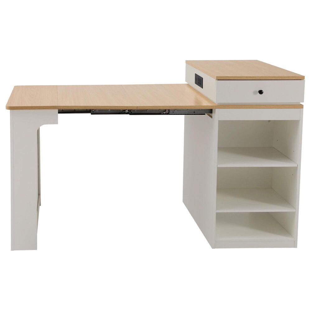 HOMLUX 60" Kitchen Island in White, , large