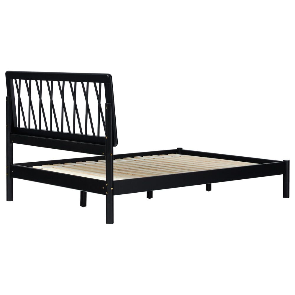 Walker Edison Cama X Spindle Full Platform Bed in Black, , large