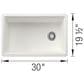 Blanco Inteos 30" Undermount Single Bowl Kitchen Sink in White, , large