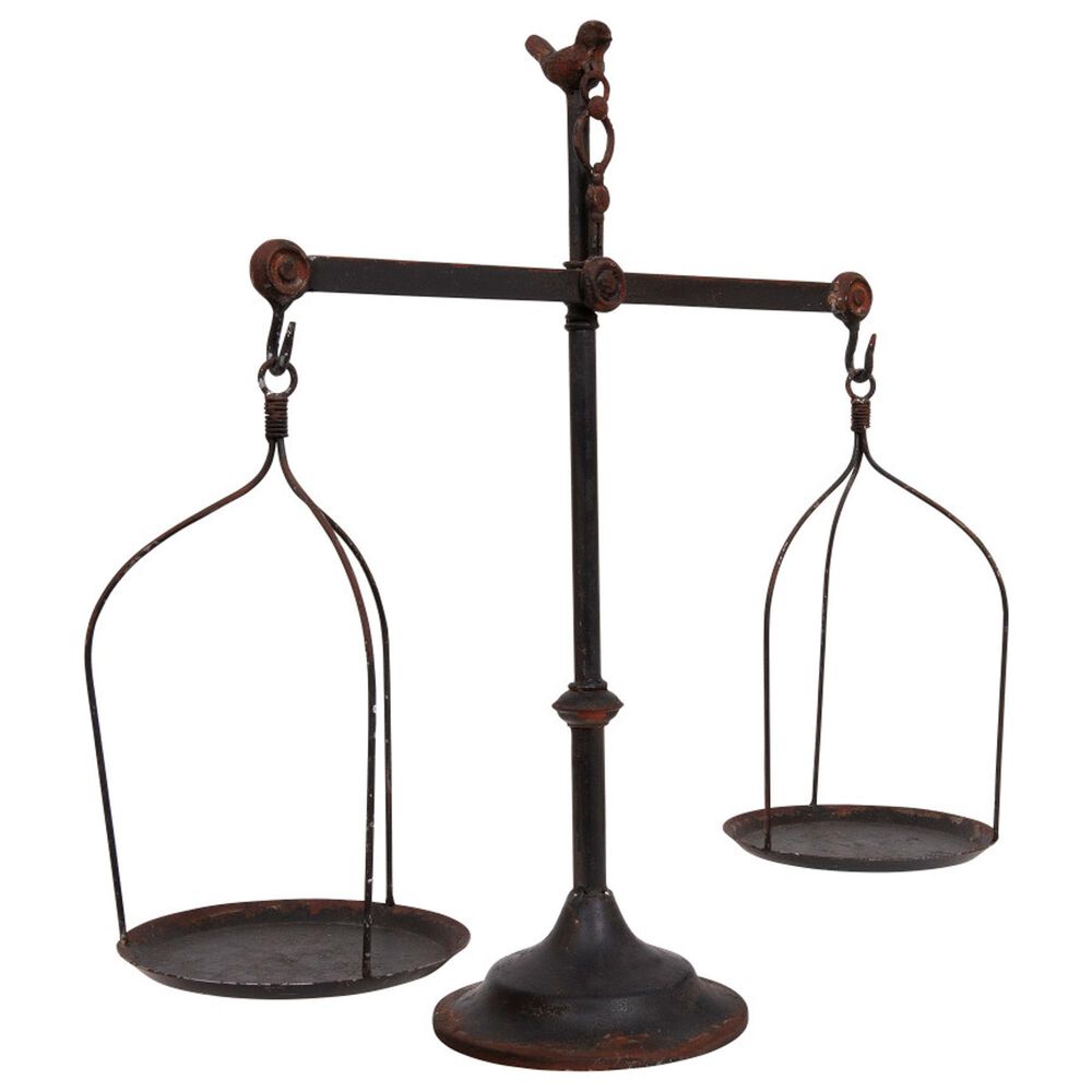 Creative Coop Decorative Antique Iron Balance Scale with Bird in Black, , large