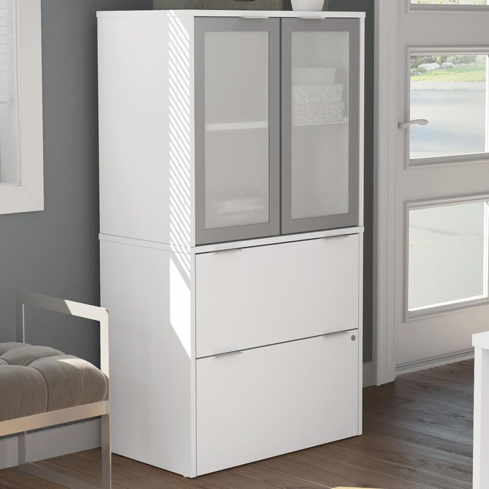 Bestar i3 Plus Lateral File with Cabinet in White, , large
