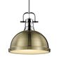Golden Lighting Duncan 1-Light Pendant with Rod and Aged Brass Shade in Chrome, , large