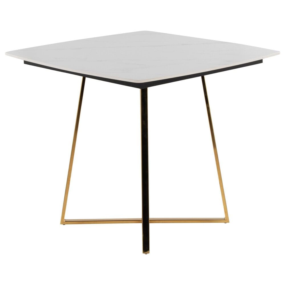 LumiSource Cosmo Square Dinette Table in White and Gold - Table Only, , large