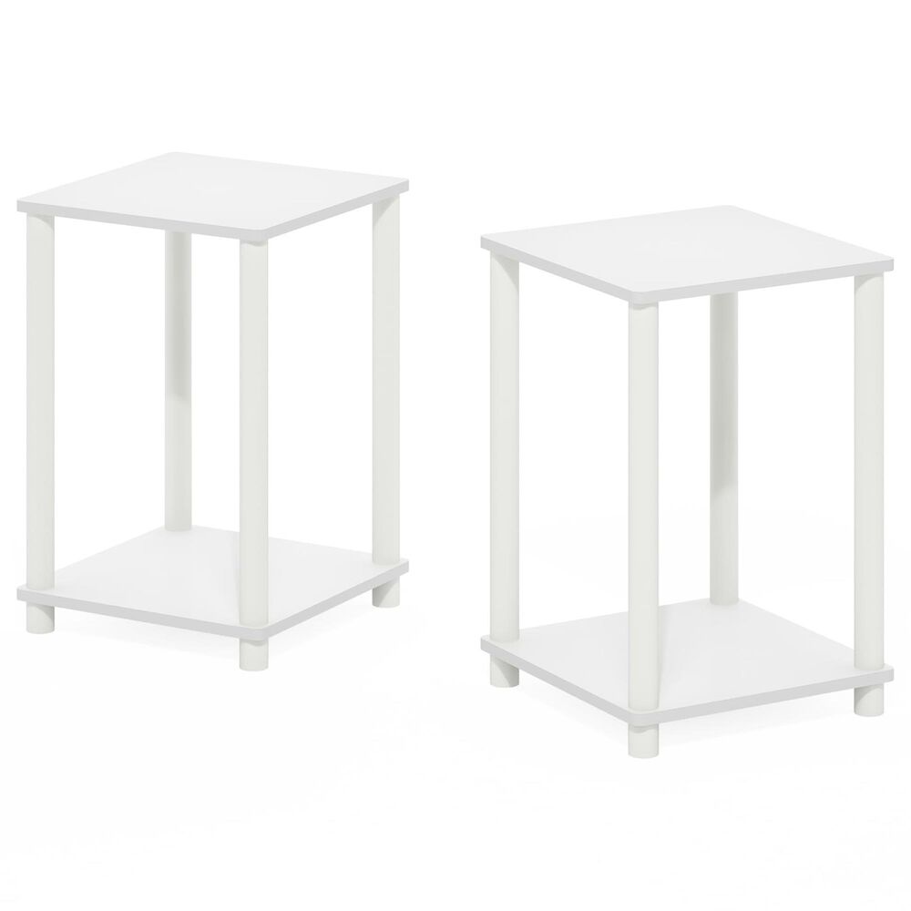HOMLUX Turn-N-Tube End Table in White (Set of 2), , large