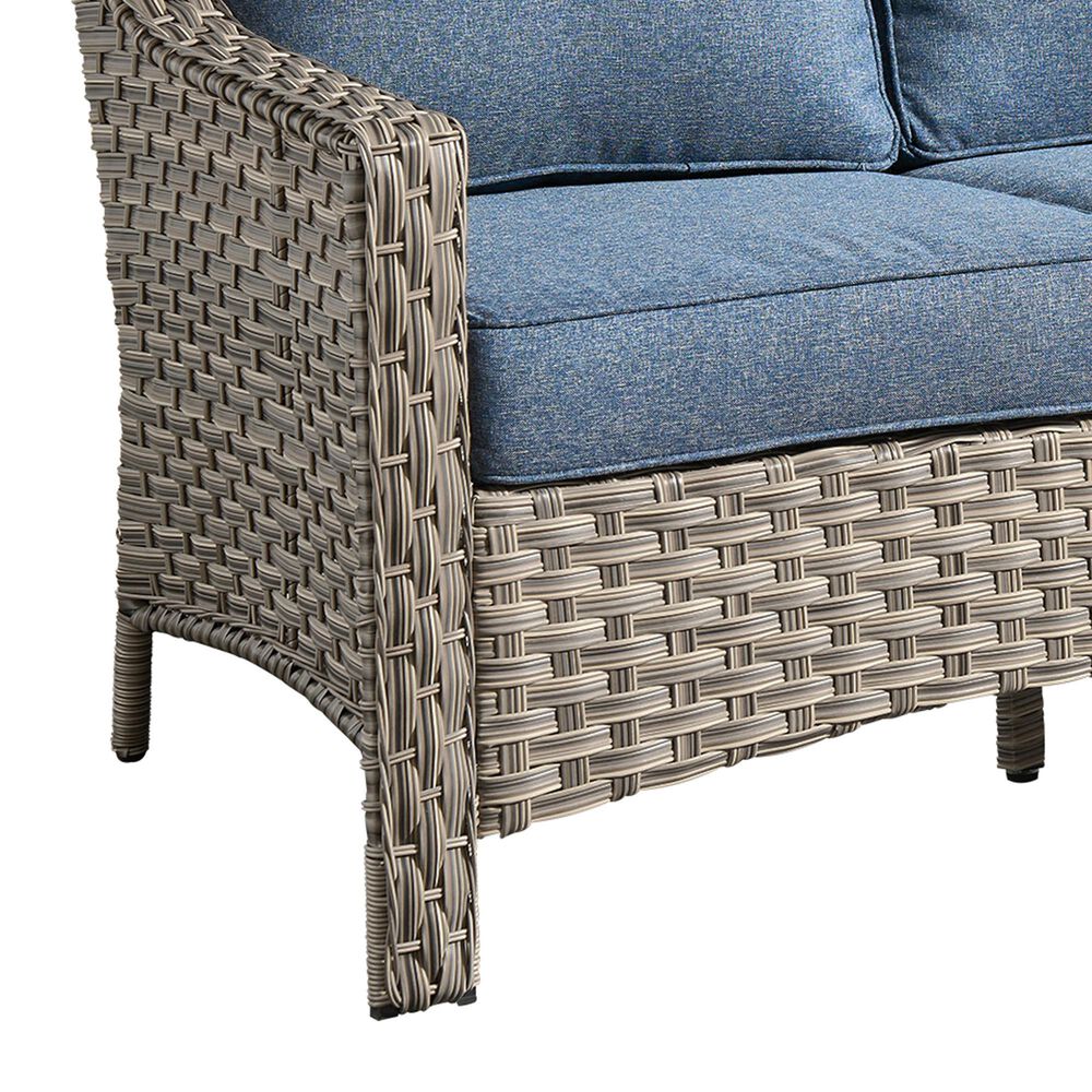 HOMLUX Outdoor Rattan Loveseat with Ergonomic Backrest in Denim Blue, , large