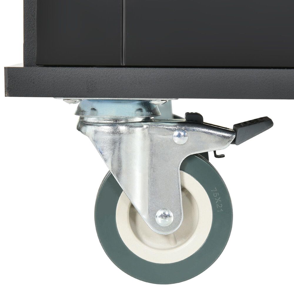 HOMLUX 53" Rolling Mobile Kitchen Island with Solid Wood Top and Locking Wheels in Black, , large
