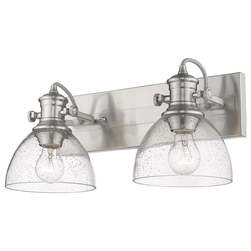 Golden Lighting Hines 2-Light Bath Vanity with Seeded Glass in Pewter, , large