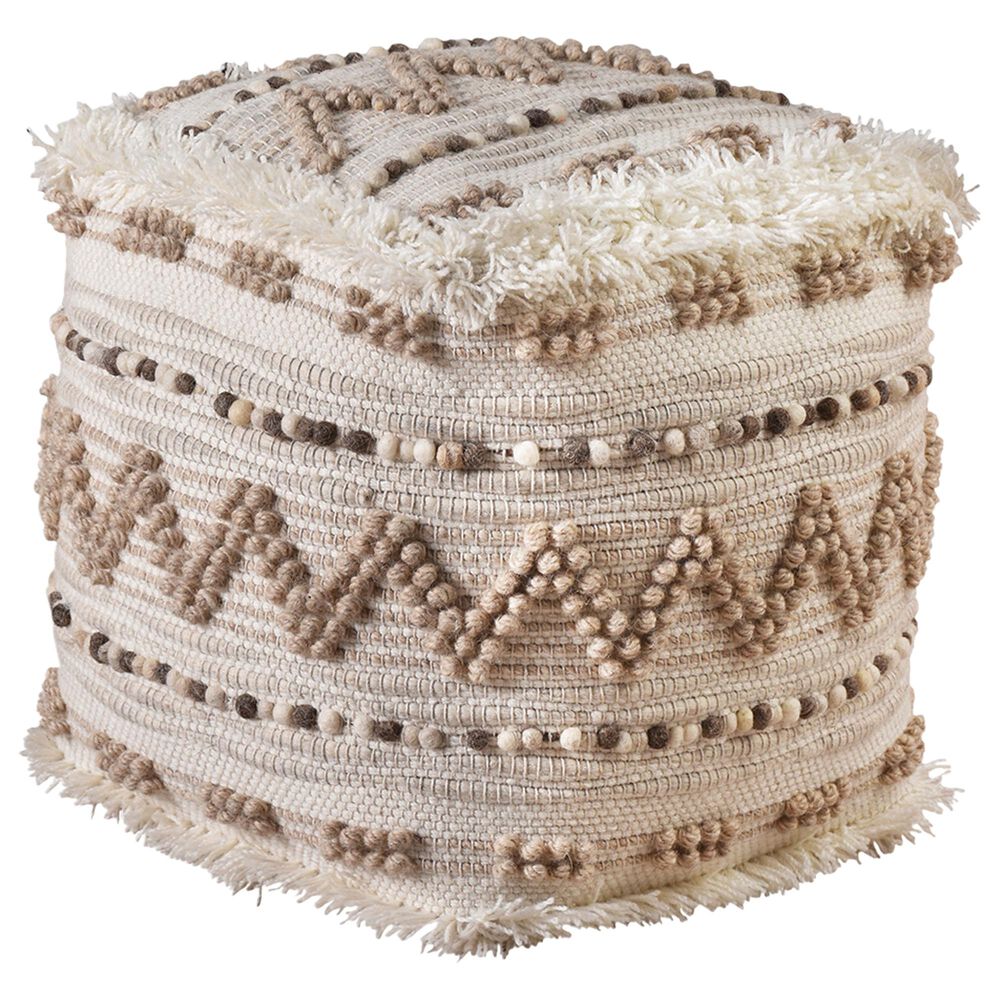 Blue Sun Designs Leira Pouf in Ivory, Tan, Brown, , large
