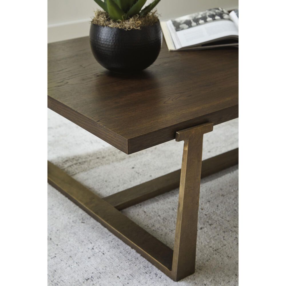 Ashley Balintmore Retangular Coffee Table in Warm Brown and Antiqued Gold, , large