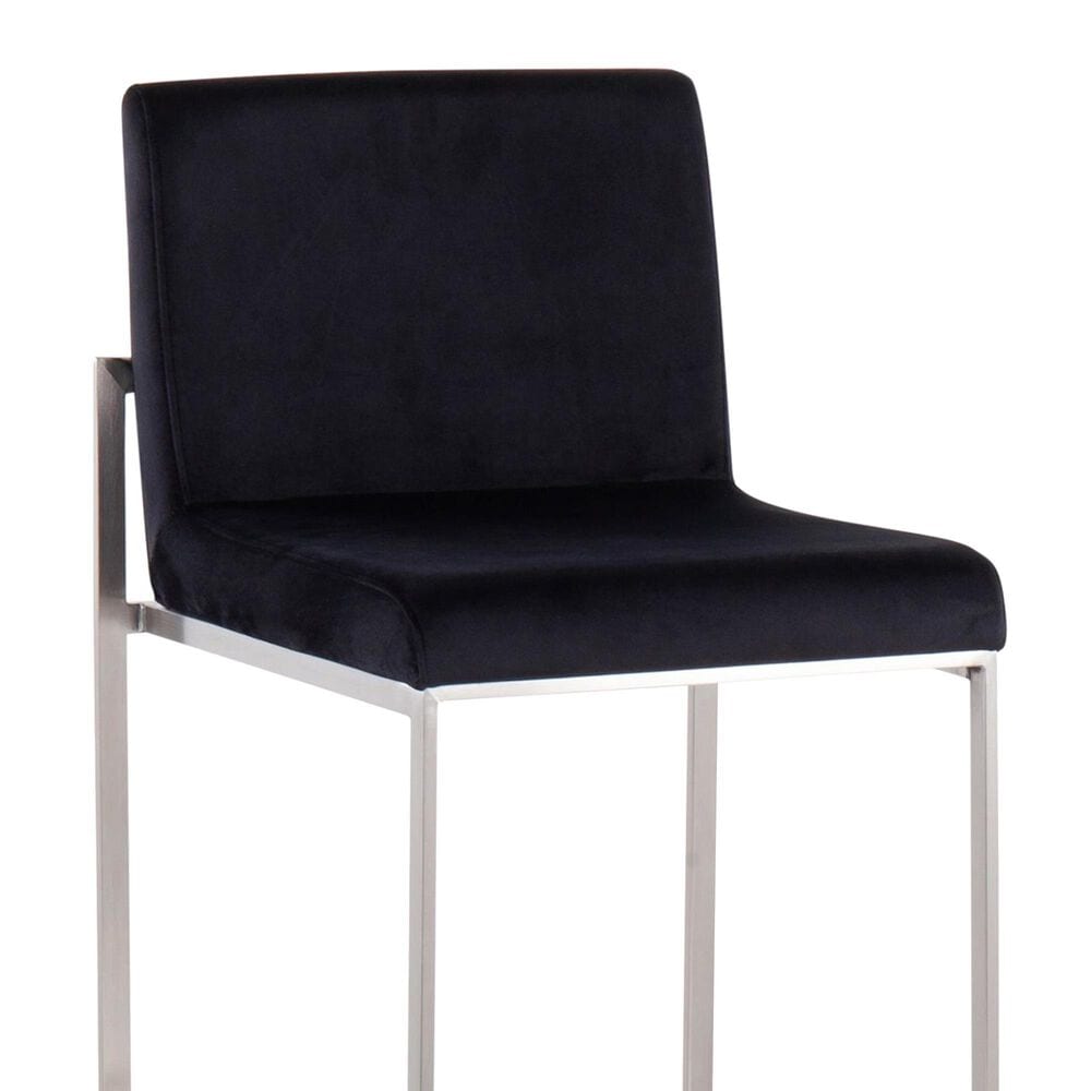 Lumisource Fuji High Back Barstool with Black Velvet in Stainless Steel &#40;Set of 2&#41;, , large