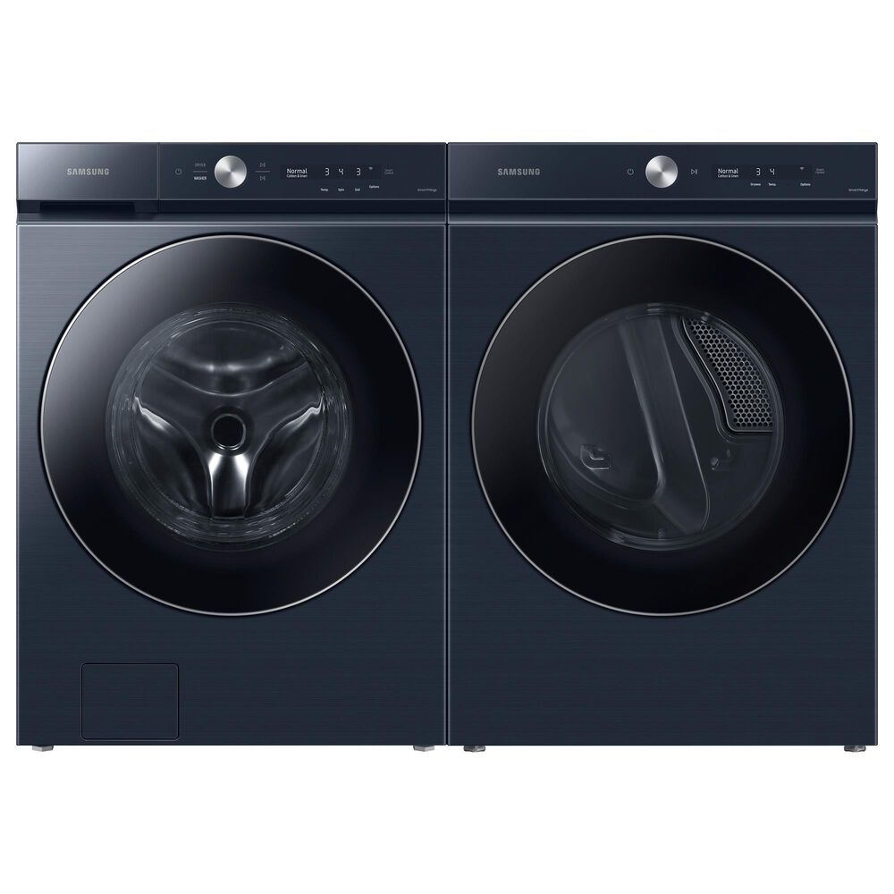 Samsung Bespoke 5.3 Cu. Ft. Front Load Washer and 7.6 Cu. Ft. Electric Dryer Laundry Pair in Brushed Navy, , large