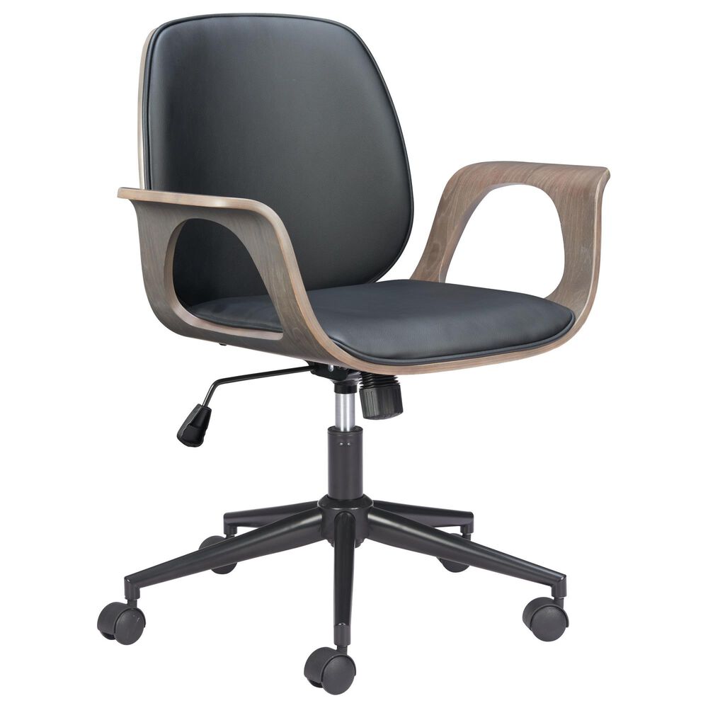 Zuo Modern Ali Office Chair in Black and Brown, , large