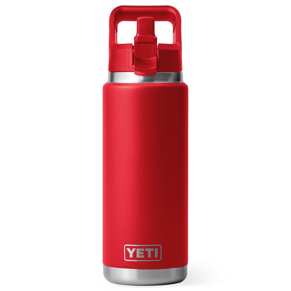 YETI Rambler 26 Oz Water Bottle with Straw Cap in Rescue Red, , large