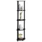 HOMLUX 5-Tier Modern Tall Corner Open Bookshelf in Dark Walnut, , large