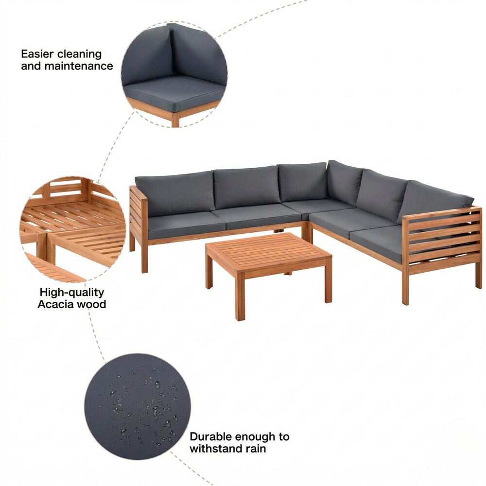 Hearth and Haven 4-Piece Outdoor Sectional Set in Gray, , large