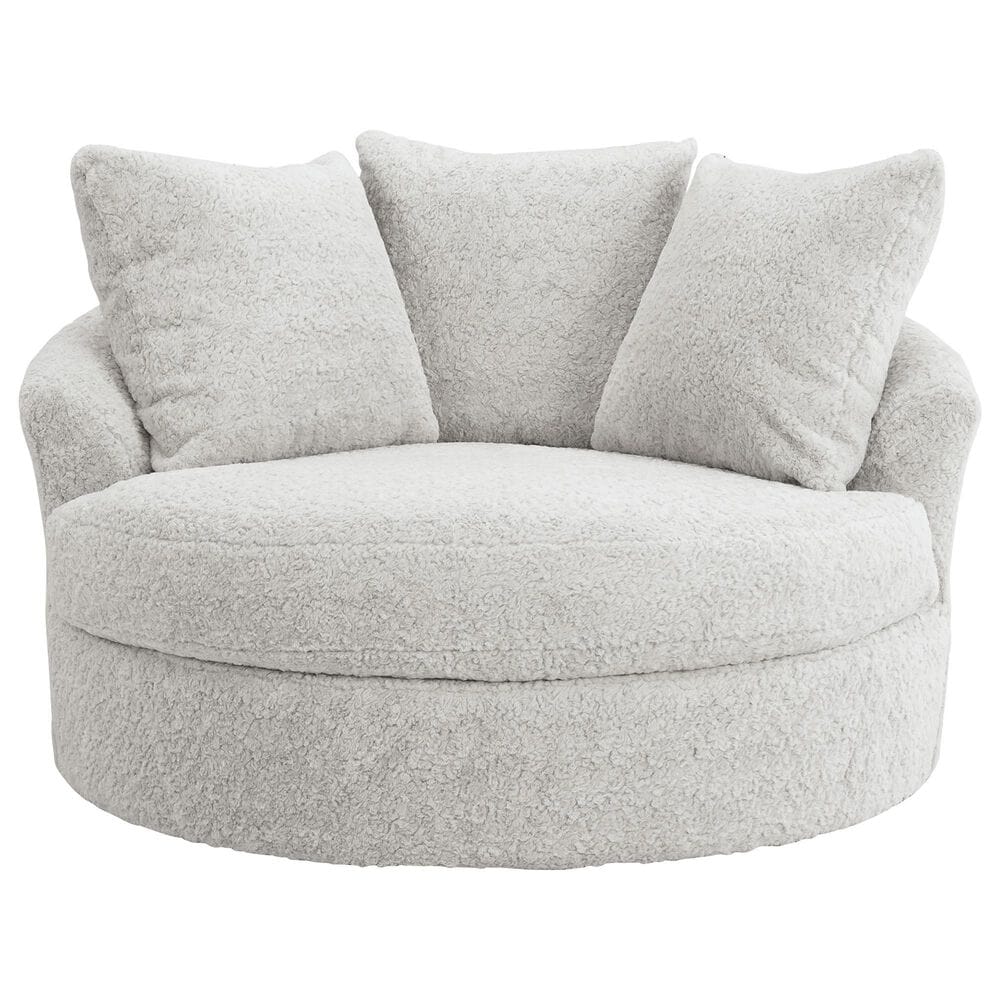 Ashley Cuddle Plush Oversized Swivel Accent Chair in Arctic, , large