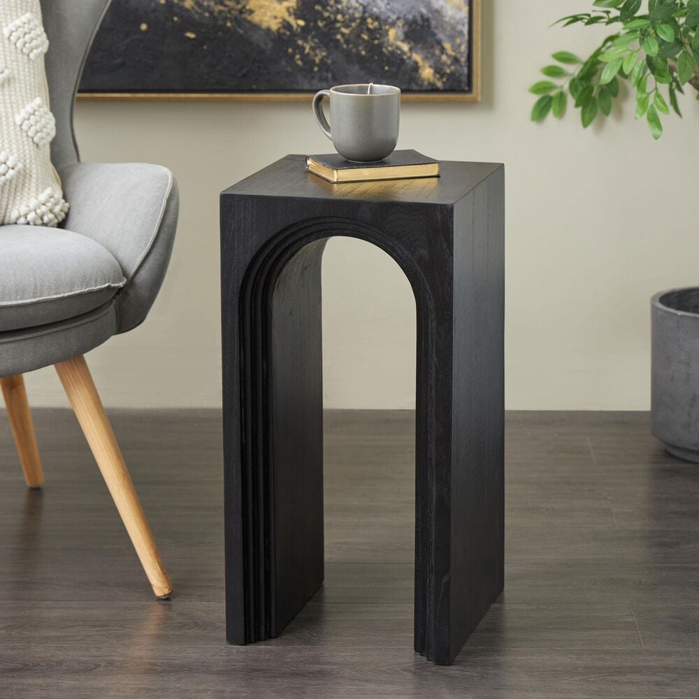 Maple and Jade Cutout Arch End Table in Black, , large