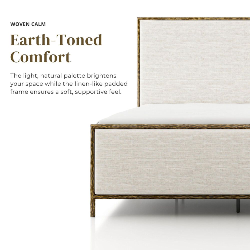 Furniture of America Lalia Queen Upholstered Panel Bed with Padded Headboard in Matte Gold, , large