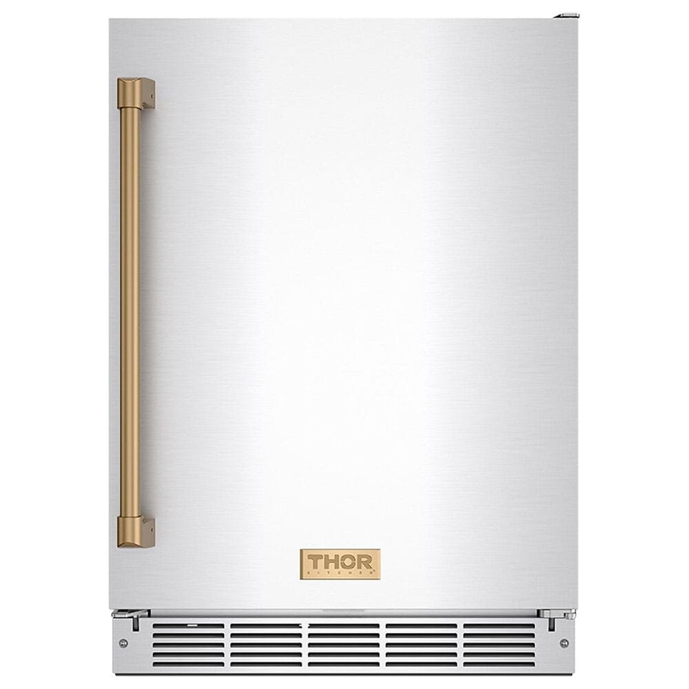 Thor Kitchen Gordon Ramsay 5 Cu. Ft. Outdoor Undercounter Beverage Cooler with Bronze Handle Kit in Stainless Steel, , large