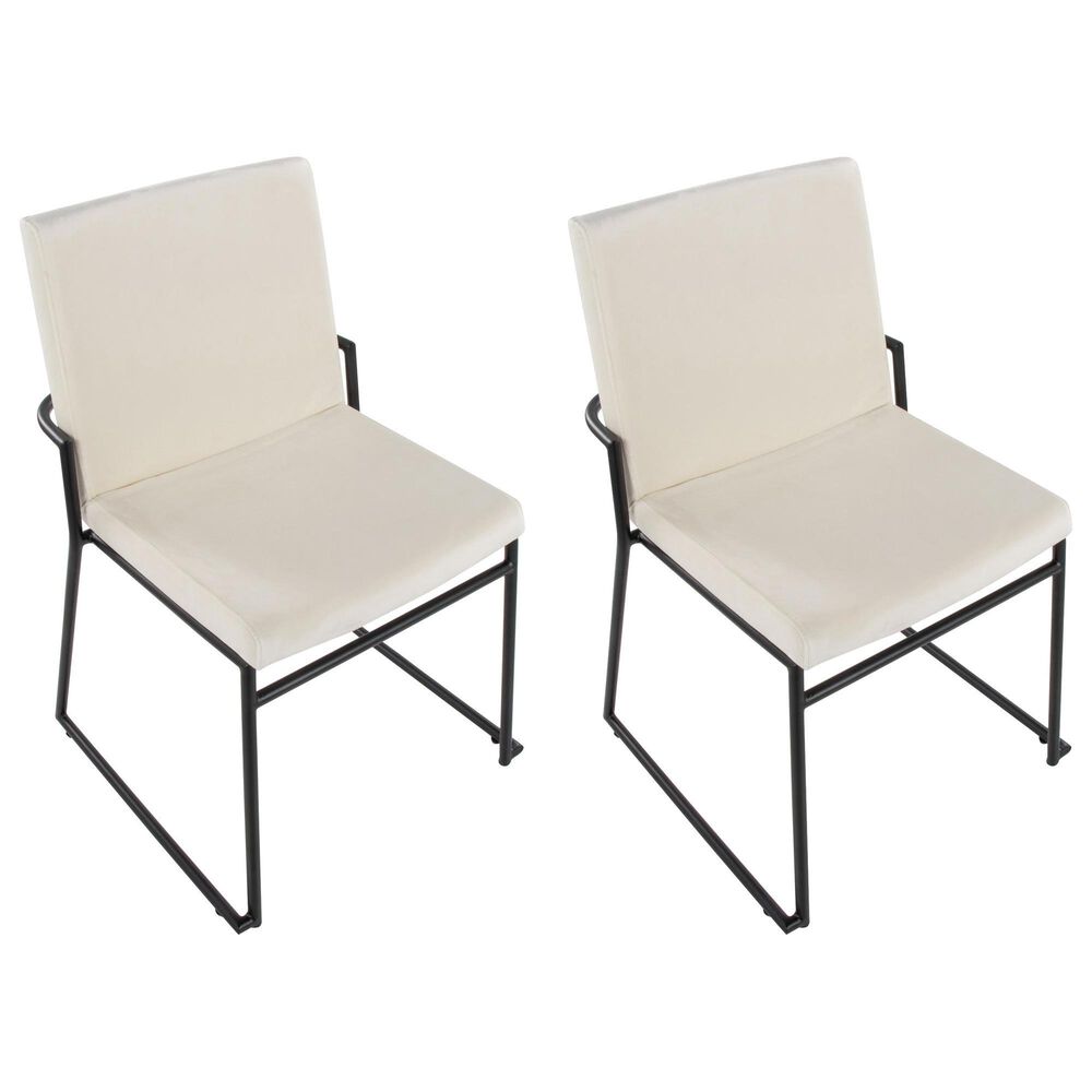 LumiSource Dutchess Side Chair with Cream Velvet Cushion in Black (Set of 2), , large