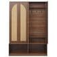 HOMLUX 6-Hook Hall Tree with 2-Rattan Doors in Walnut, , large