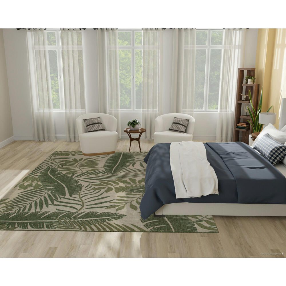 Nourison Garden Oasis GOA02 Ivory and Green 8&#39; x 10&#39; Indoor/Outdoor Area Rug, , large