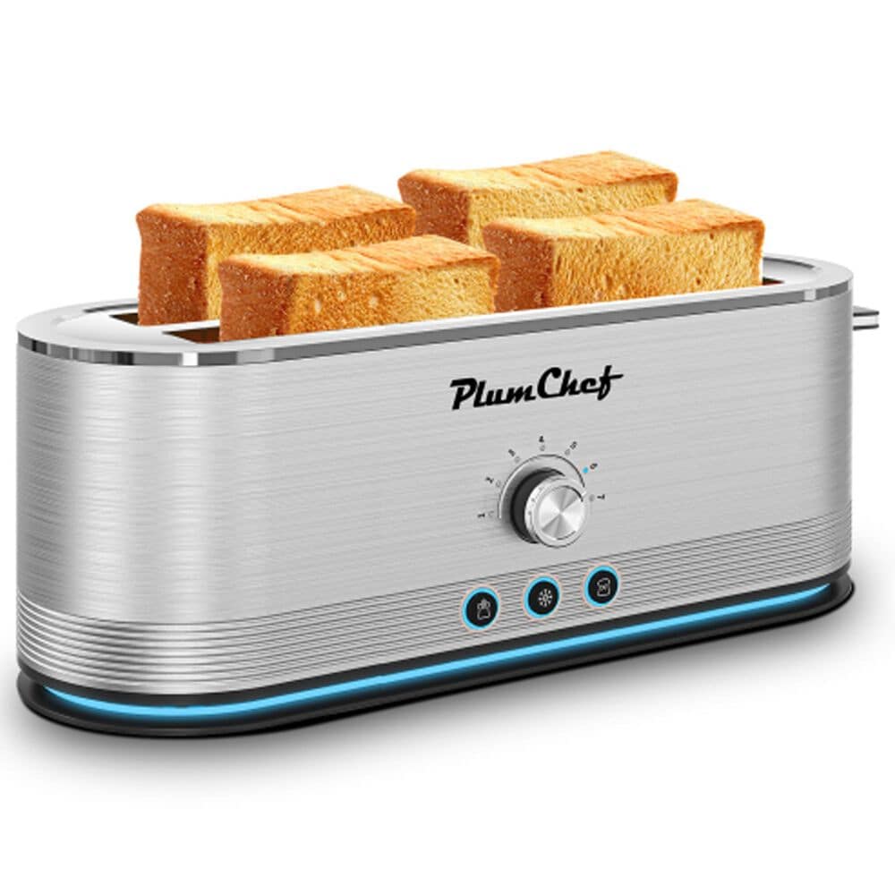 HOMLUX 4-Slice Toaster with 7 Browning Settings in Silver, , large