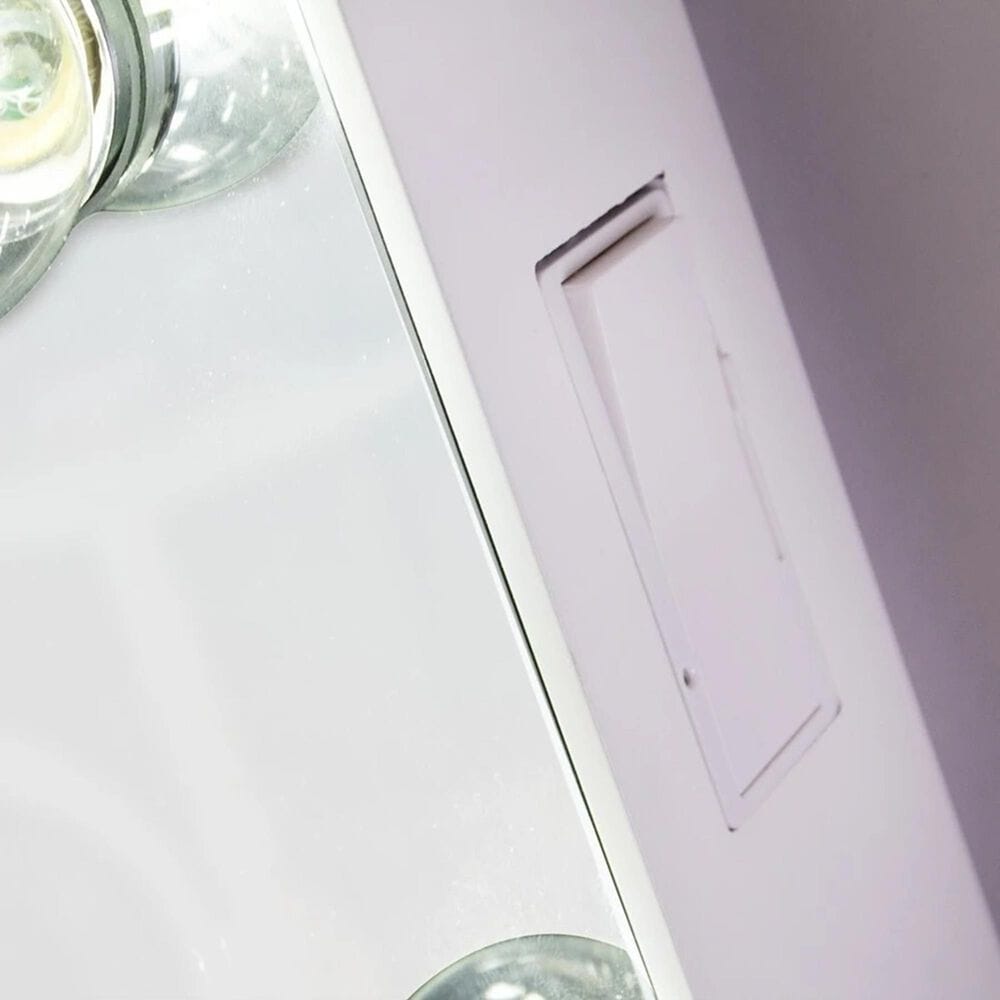 Impressions Vanity Hollywood Glow Vanity Full Length Mirror in Glossy White, , large